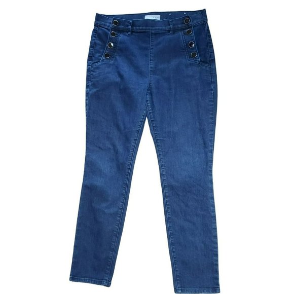 Loft Dark Wash Modern Skinny Sailor Button Accent Women's Jeans Size 29/8 - Picture 1 of 6